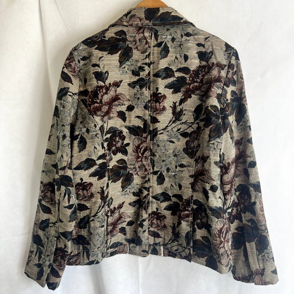 Havana Jacks Cafe Tapestry Floral 2 Button Blazer Size 12 Boho Brocade Foto 2 de 4