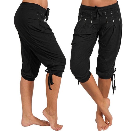 Damen Freizeit Lockere Shorts Bermuda Capri Hose Cropped Hose Sommer Übergröße✅ - Bild 4 von 13