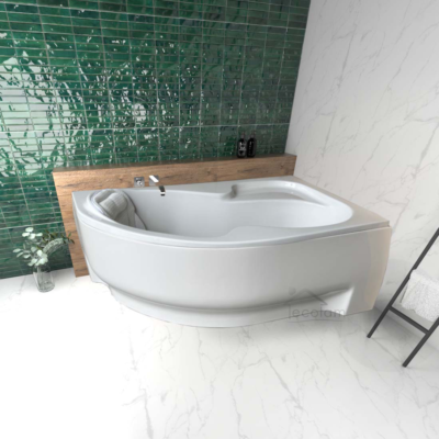 ECOLAM Eckbadewanne WELA 160x100 Cm Rechts – Mit EcoThermoPro Isolierung & Acrylschürze, Komplett-Set