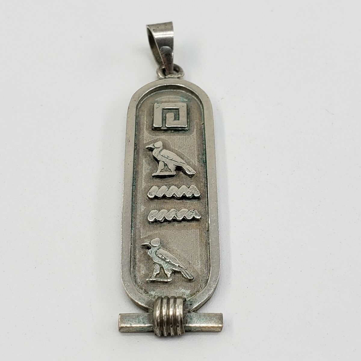 Sterling Silver Pendant Egyptian Cartouche Bar Aztec Indian Sterling Silver Pendant Egyptian Cartouche Bar Aztec Indian