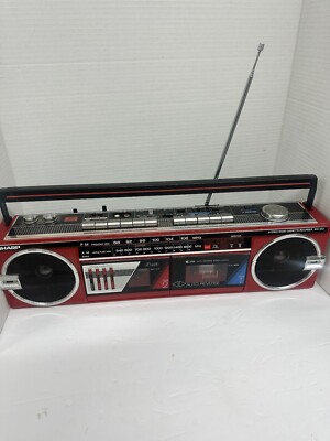 SHARP WQ-562 RED AM/FM STEREO RADIO DOUBLE CASSETTE RECORDER