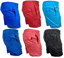 Mens Plain Swim Shorts Beach Multi Zip Pockets Sports Mesh Trunks Holiday Pants