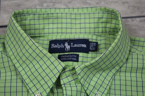 Ralph Lauren Men's 17-35 XL Dress Shirt Green Checked w/Logo