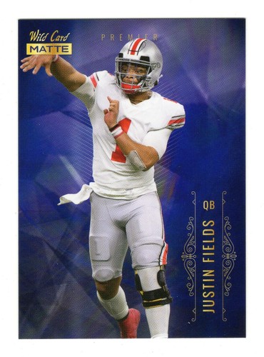 💥2021 WILD CARD MATTE JUSTIN FIELDS RC PREMIER SP PURPLE ROOKIE #MBC-2 BUCKEYES - Bild 1 von 2