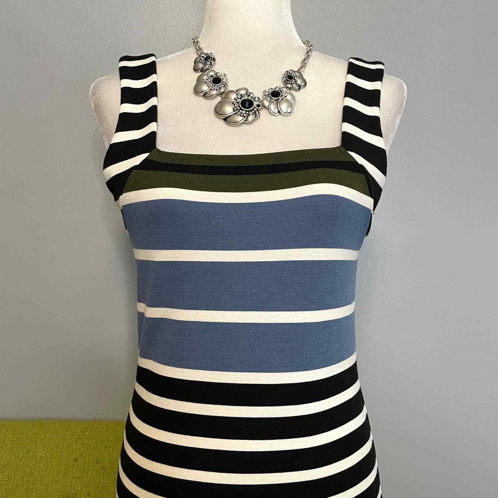 TOPSHOP Striped Knit Bodycon Mini Dress 6 Black W… - image 2