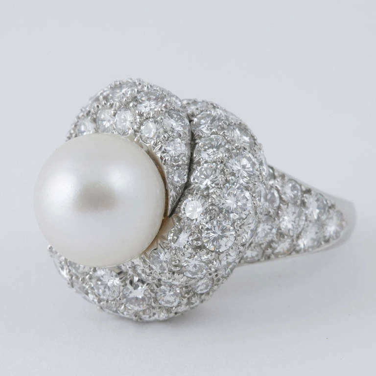 1960's South Sea White Pearl & Pavé Set 9.55CT Cubic Zirconia 925 Silver Ring - Image 4 of 4