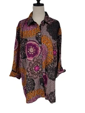 John Mark Women’s Multicolor Geometric Tunic Long Sleeve Art To Wear 2X XXL Plus