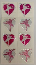 Hambly Studios Prismatic Glitter BALLERINA IN HEART Stickers 2 FULL STRIPS!!