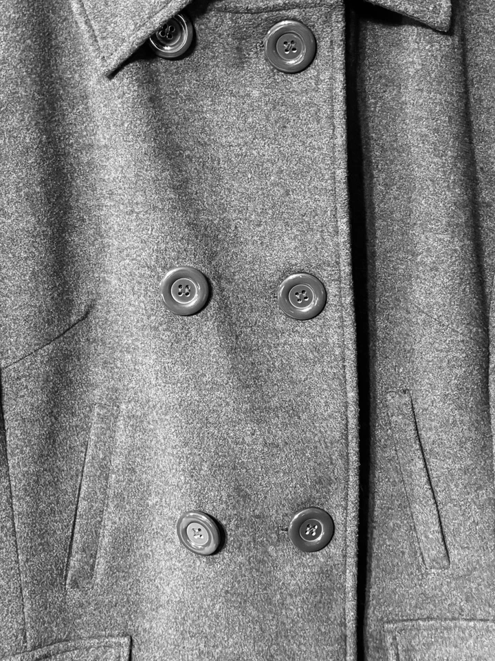 Abrigo Van Heusen Mujer XXL Gris Oscuro Mezcla Lana Chaquetón Doble Pecho Foto 2 de 4