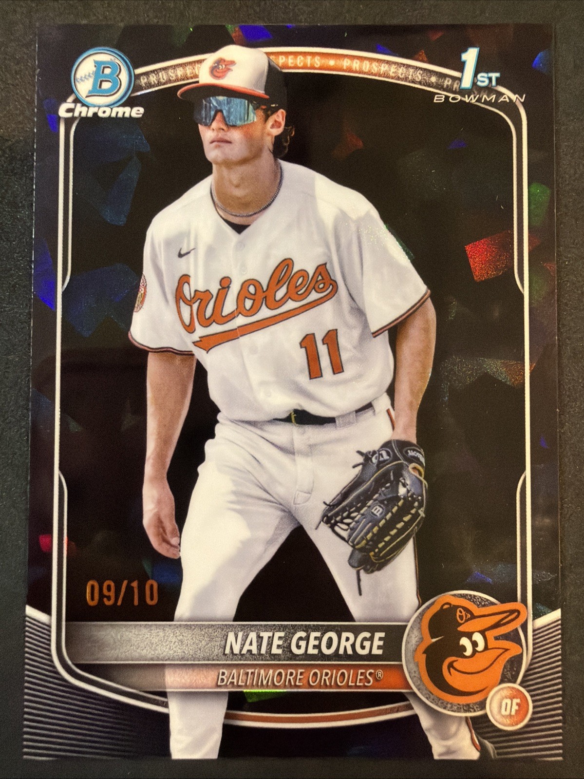 2025 Bowman Chrome Sapphire Nate George 1st Bowman Black #9/10 - Orioles