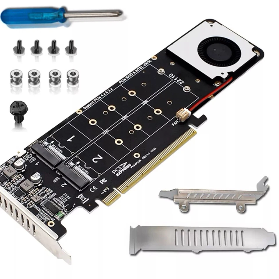 New Supports 4 Nvme M.2 SSD Expansion Split Card PCIE 4.0 x16 4 x 32Gbps - image 3 of 4