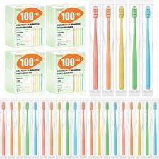 400 Pack Disposable Toothbrushes Bulk   Individually Wrapped Soft Bristles Si...