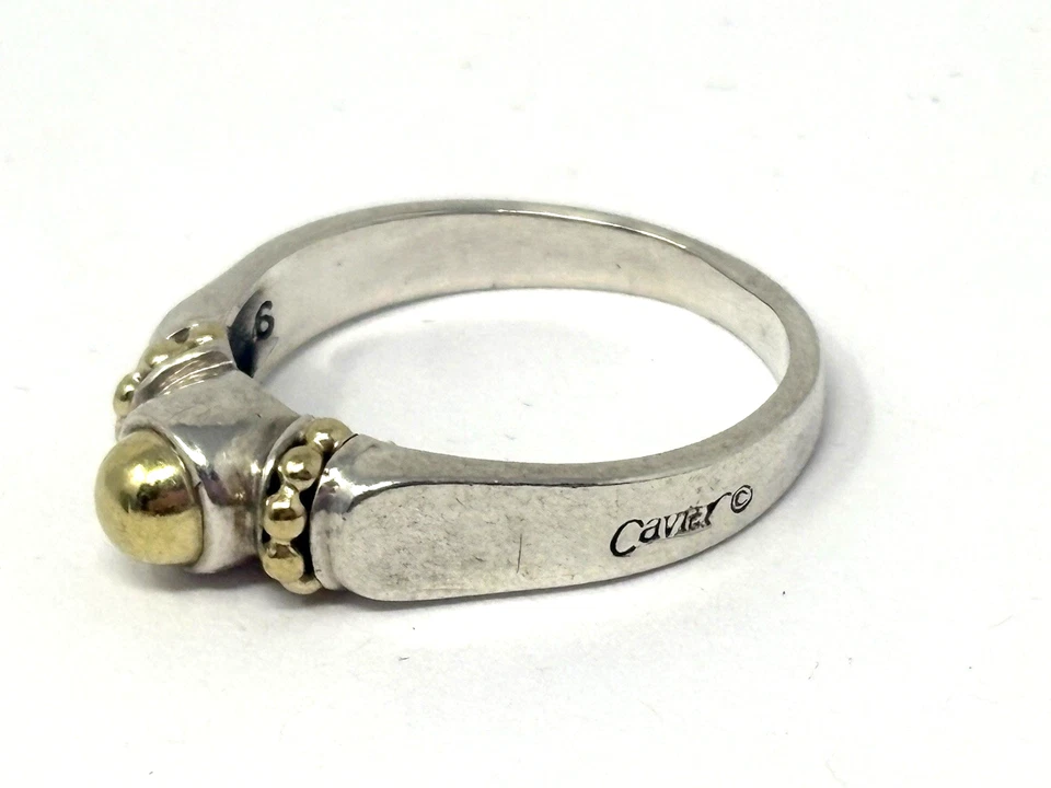 Lagos Caviar Two Tone Ring, 18K Gold and Sterling Silver, Size 9.5 - Image 3 of 4