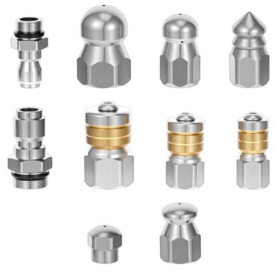 10 Pcs Sewer Jetter Nozzle Kit Stainless Steel Jetter Heads Kit otating Butto...