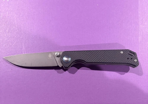 Kizer Cutlery Vanguard Begleiter Folding Knife 3.5" Gray Blade Black G10 V4458N1