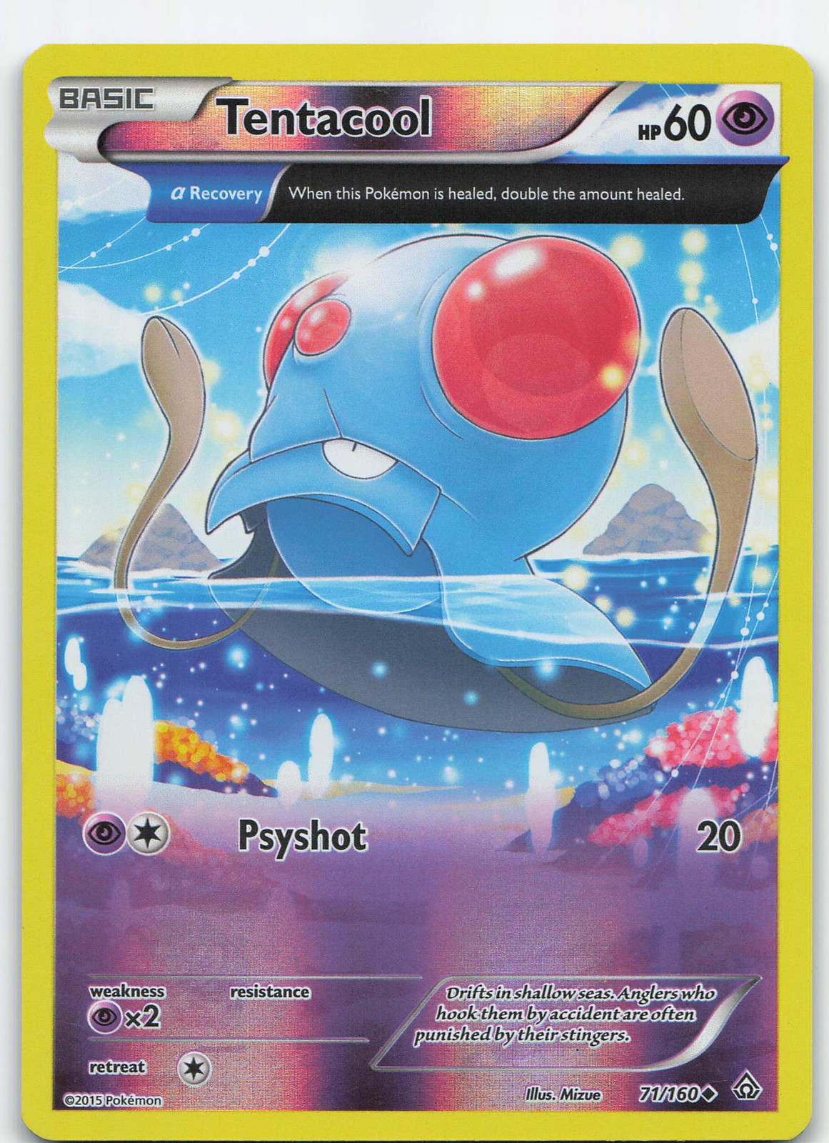 Tentacool (Alpha) 71/160 Uncommon Reverse Holo XY - Primal Clash NM Pokémon