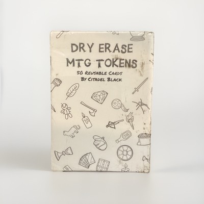 Citadel Black Dry Erase MTG Tokens Set of 50 Cards   with 2Pcs Erasers, Reversib