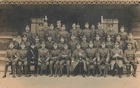 WW1 postcard Officer training course ? Mixed regimental cap badges