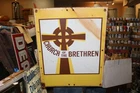Vintage 1940's Church Of The Brethren 24"x30" Porcelain Metal Sign