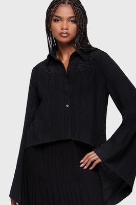 Killstar Bloomia High-Low Shirt Womens Flared Sleeve Goth Alternative