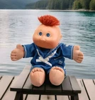 25th Anniversary Cabbage Patch Preemie Boy Blue Eyes, Fire Orange Tuft Hair VTG