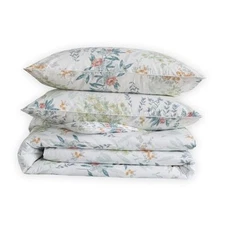 Floral Duvet Cover Queen Size 100% Percale Cotton Queen(90"x90") White-01