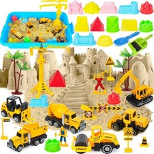 Sensory Bin Toys, Alloy Construction Trucks Play Sand Art Kits with 2.2lbs Ma...