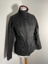 Barbour Scholar Wax Jacket UK 10 William Morris quilted lining coat black print