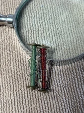 Vintage set of two brass long shuttle bullet spool thread bobbins #B1