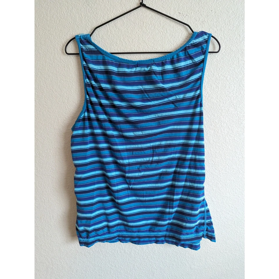 Jones New York Sport Womens Sz L Sleeveless Athletic Tank Top Blue Striped - Image 3 of 3