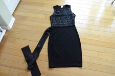 RED Valentino black knit lace overlay sleeveless bodycon dress size S