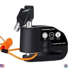 YOHOOLYO Motorcycle Disc Brake Lock - Waterproof Alarm 110dB, 7mm Pin  Cable