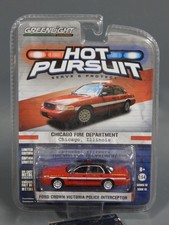 2011 Ford Interceptor Chicago Fire Dept RED Greenlight Hot Pursuit 1/64 MIP 2014