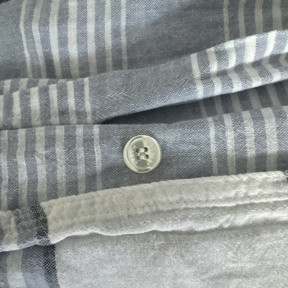 Ralph Lauren Home Graydon Blue Bold Stripe King Duvet Cotton Linen Blend - Image 4 of 4