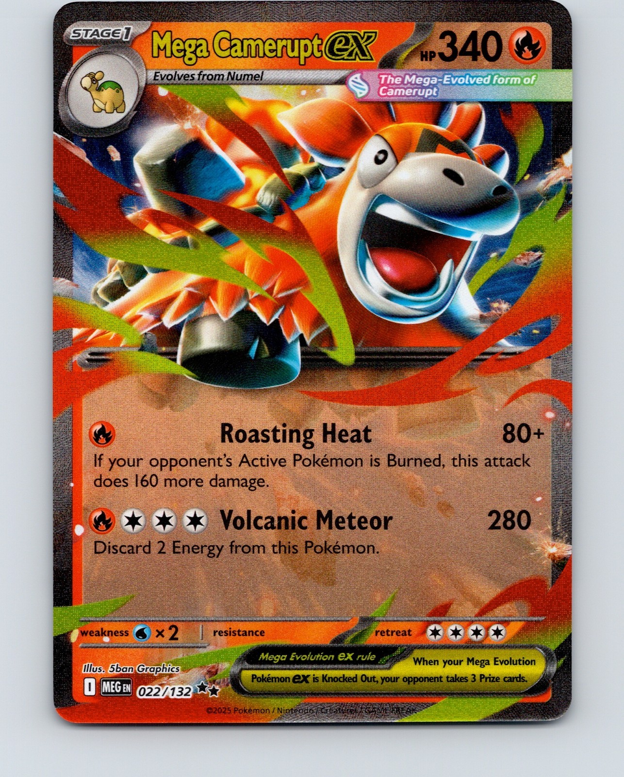 Mega Camerupt ex Holo Double Rare ME01: Mega Evolution 022/132 NM