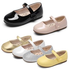 Girls Toddlers Kids Mary Jane Dress Shoes Ballet Flats Round Toe Wedding Flats