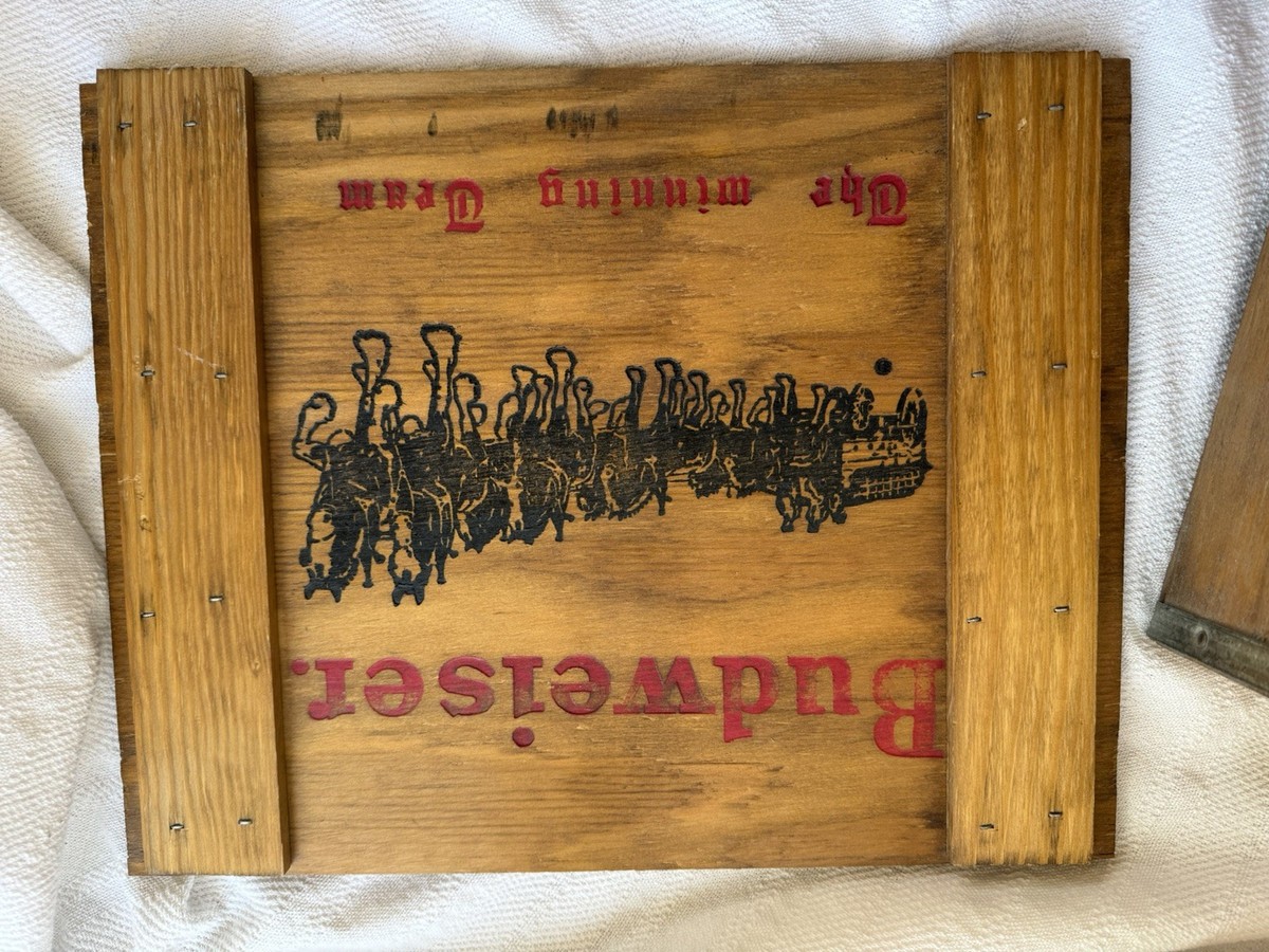 Wood Budweiser Beer Anheuser Busch Crate Storage Box w/ Clydesdale