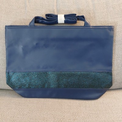 Kleine Laptoptasche blau glitzernd mit Schultergurt. Handtasche. Neu 
