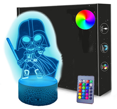 3D-LED-Nachtlampe LORD VADER STAR WARS USB / Batterien + RGB-Fernbedienung
