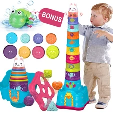 Baby Stacking Toys for Toddler 1-3, Nesting Cup Shape Sorter for Infant 6 to ...