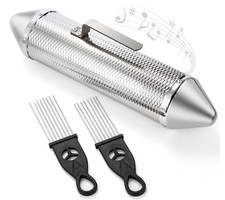 Stainless Steel Guiro Shaker with 2 Scrapers, 15" Latin Percussion Instrument