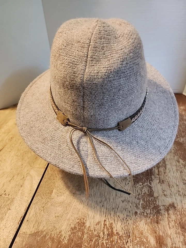 Chapéu Panamá Feminino Wool Altar'd State Aba Larga Tamanho Único Cinza 100% Lã - Imagem 4 de 4