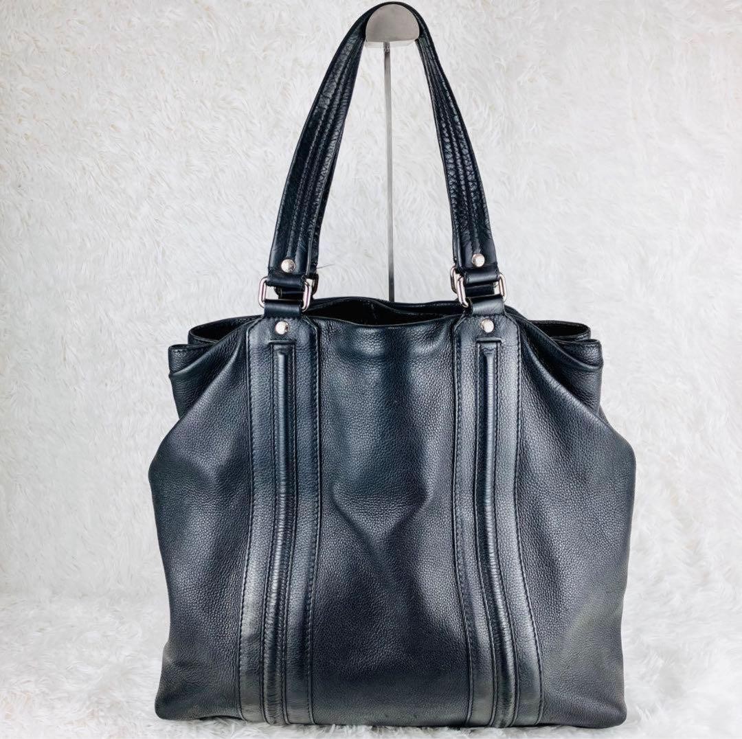 GUCCI Leather Tote Bag Cellarius Black Authentic Women's Fashion