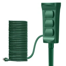 BESTTEN Outdoor Power Stake with 30ft Ultra Long Extension Cord, 3-Outlet Pow...