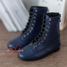 1/6 1/4 1/3 UncleSD17 BJD Soft Leather Shoes Doll Short Boots Carving Dark Blue