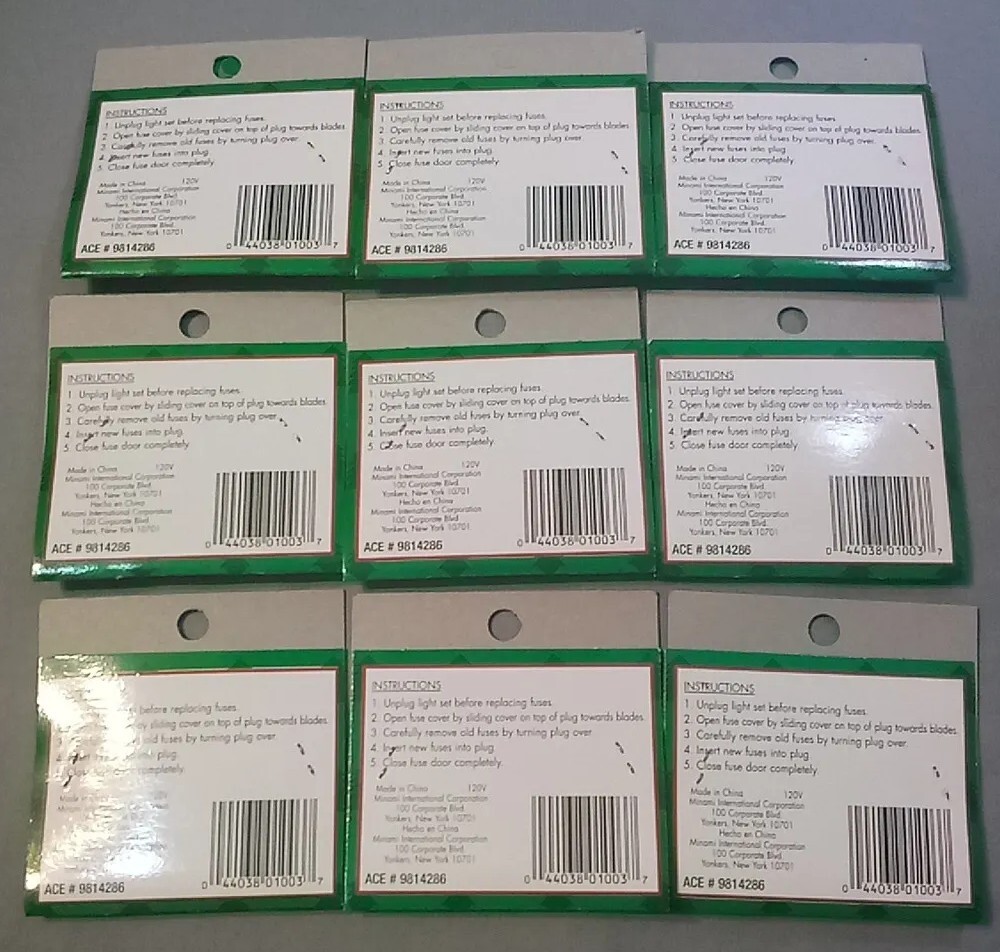 9 Packs Celebrations 3/4" 7 Amp Fuses Lot for C7 C9 Light Set Extension