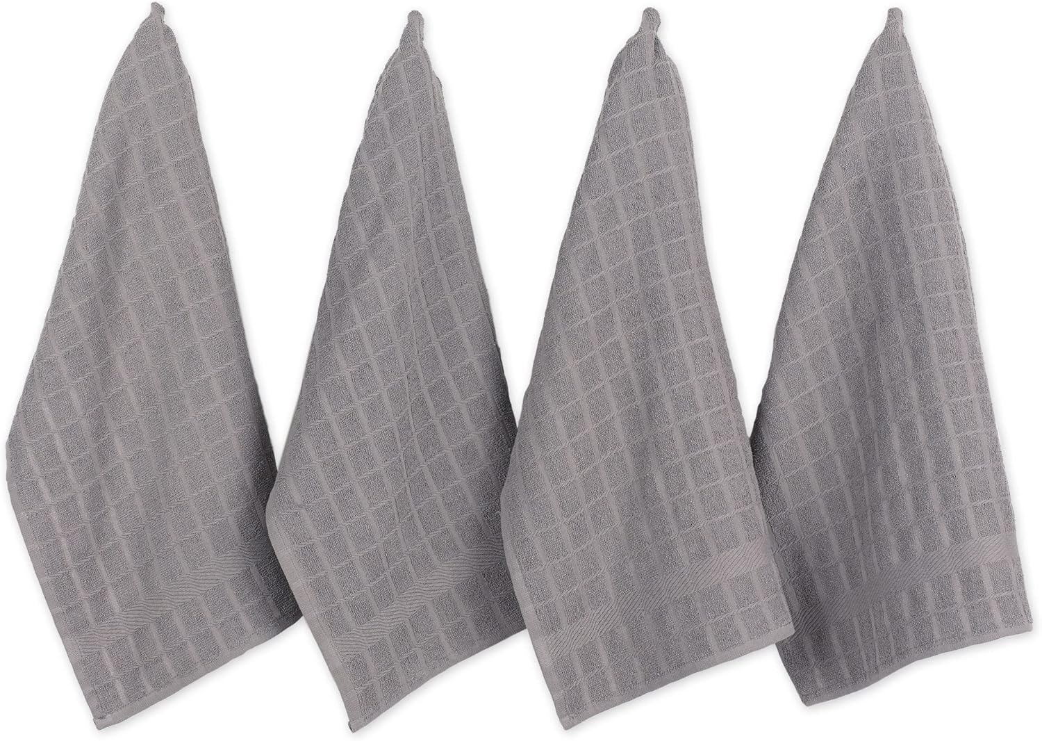 Basic Terry Collection Windowpane Dishtowel Set, 16X26, Graysolid, 4 Piece