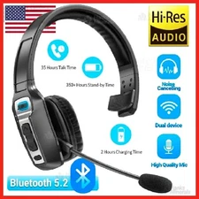 Trucker Bluetooth 5.2 Wireless Headset With Noise Cancelling Mic For Phones PC