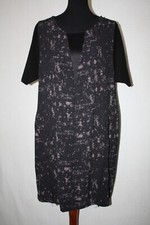 NWOT Elie Tahari Sz XL Black Knit Shift Dress Art Print Zippers and Mesh Accents