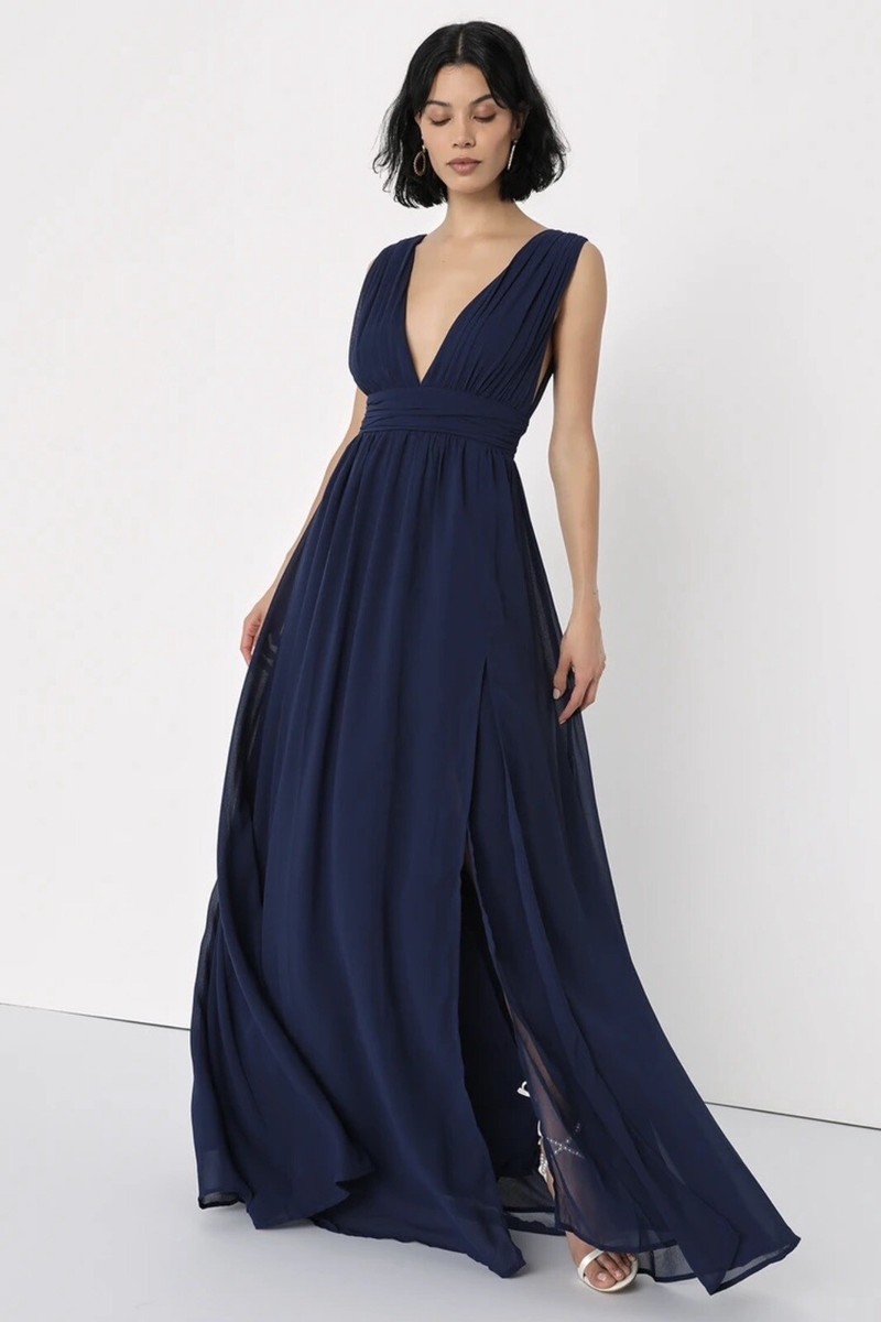 lulus heavenly hues navy blue maxi dress Navy Blue Dress - Maxi Dress - Sleeveless Dress - V-Neck Dress